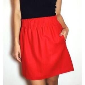 J. Crew Red Crinkle City Mini Sidewalk Skirt Pull On Elastic Waist 00 XXS